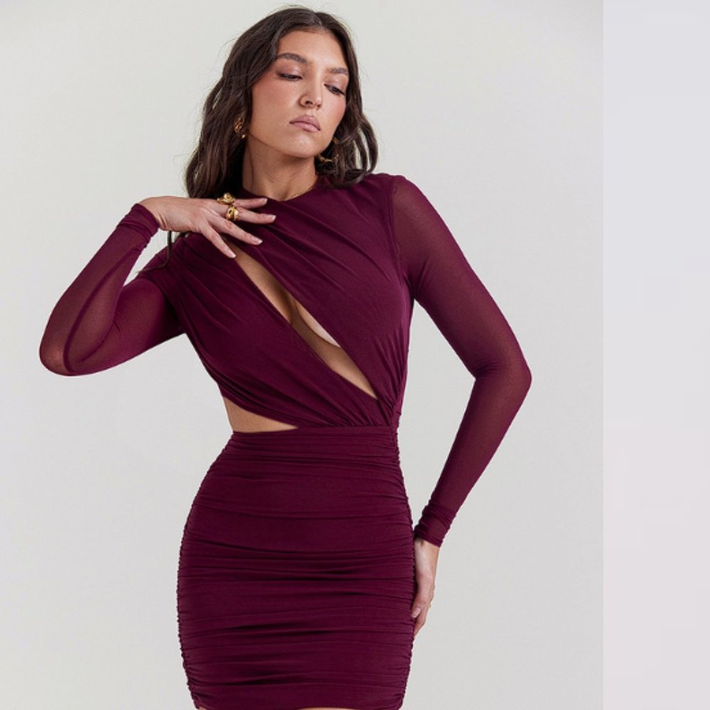 HOUSE OF CB ‘Lucinda’ Mulberry Cut Out Mini Dress NWOT - Picture 4 of 9